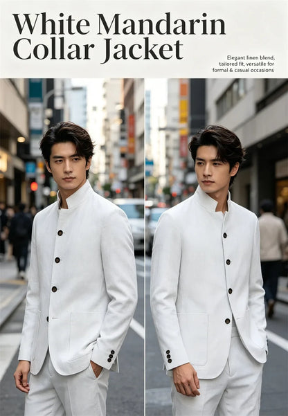 Men's Linen Blend Blazer Single Breasted 4 Buttons Patch Pockets Slim Fit Business Wedding Daily Breathable Fashion Casual Coat