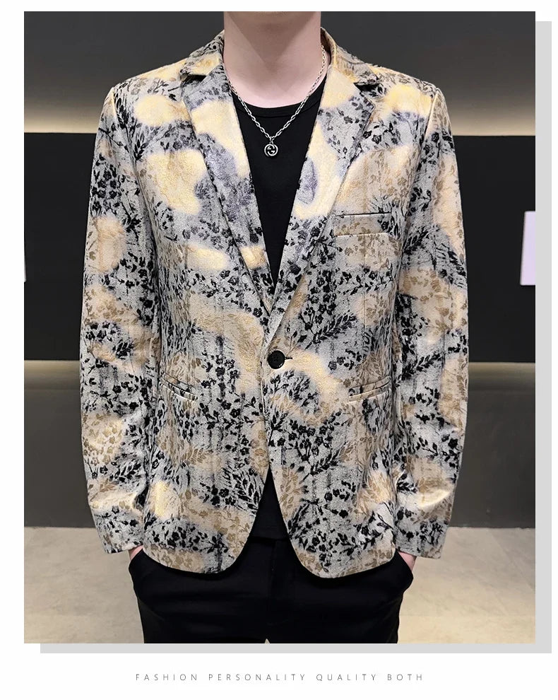 2026 Autumn Suede Men's Casual Suit Jacket Slim Fit Handsome High-quality Business Social Blazers Social Streetwear Dress Coat