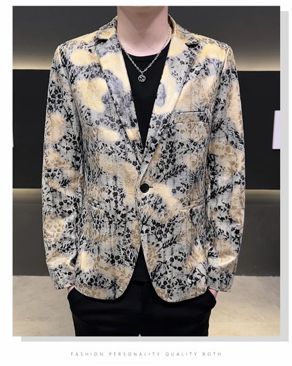 2026 Autumn Suede Men's Casual Suit Jacket Slim Fit Handsome High-quality Business Social Blazers Social Streetwear Dress Coat