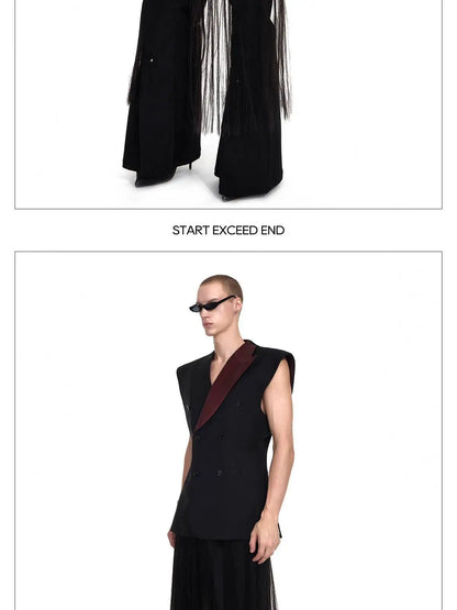 Fashion Original Personalized High Quality Sleeveless Vest Coat Men 2025 New Double Breasted Street Male Waistcoat JY4030