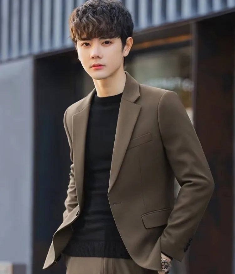2026 Men's Korean Style Loose Retro Casual Blazer Spring Autumn Versatile Trendy Suit Jacket