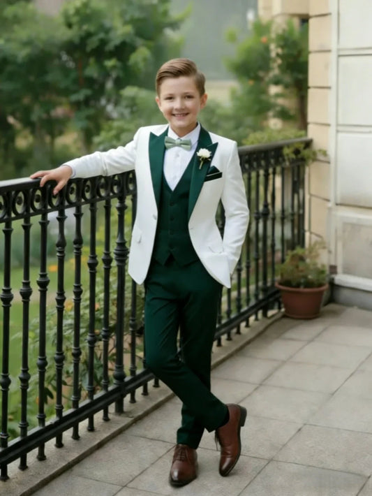 Multi-colors Boys Suits 3 Pieces Jacket Vest Pants Piano Peformance Wear Handsome Elegant Kids Suit Set Wedding Outfit