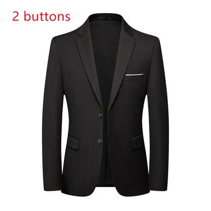 Blazer Fashion Men Business Casual Solid Color British Style Wedding Gentleman Slim Professional Formal Suit Blazer