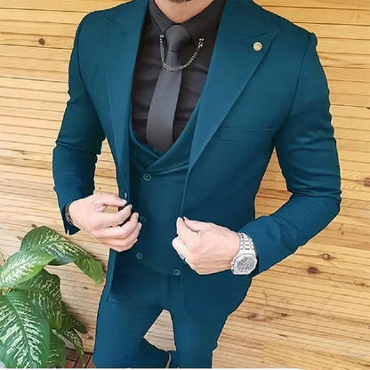 Black Men Suits Groom Wear Tuxedos Prom Dresses Best Man Party Suit Business Suit Three Pieces Suit ( Jacket+Pants+Vest)