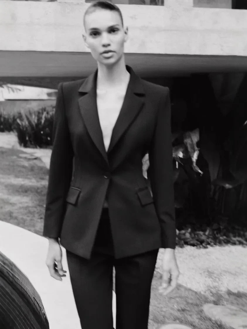New Red Women's 2 Pieces Suit Lady Business Office Suits Slim Fit Notch Lapel Jacket Womens Tuxedo Casual Suits(Blazer+Pants)