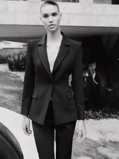 New Red Women's 2 Pieces Suit Lady Business Office Suits Slim Fit Notch Lapel Jacket Womens Tuxedo Casual Suits(Blazer+Pants)