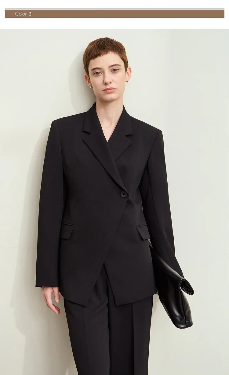 Minimalism 2024 Autumn New Blazers Women Notched Basic Quality Fashion Long Professional Jacket Women's Clothing 12443051
