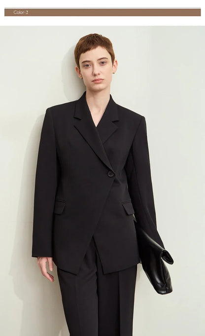Minimalism 2024 Autumn New Blazers Women Notched Basic Quality Fashion Long Professional Jacket Women's Clothing 12443051