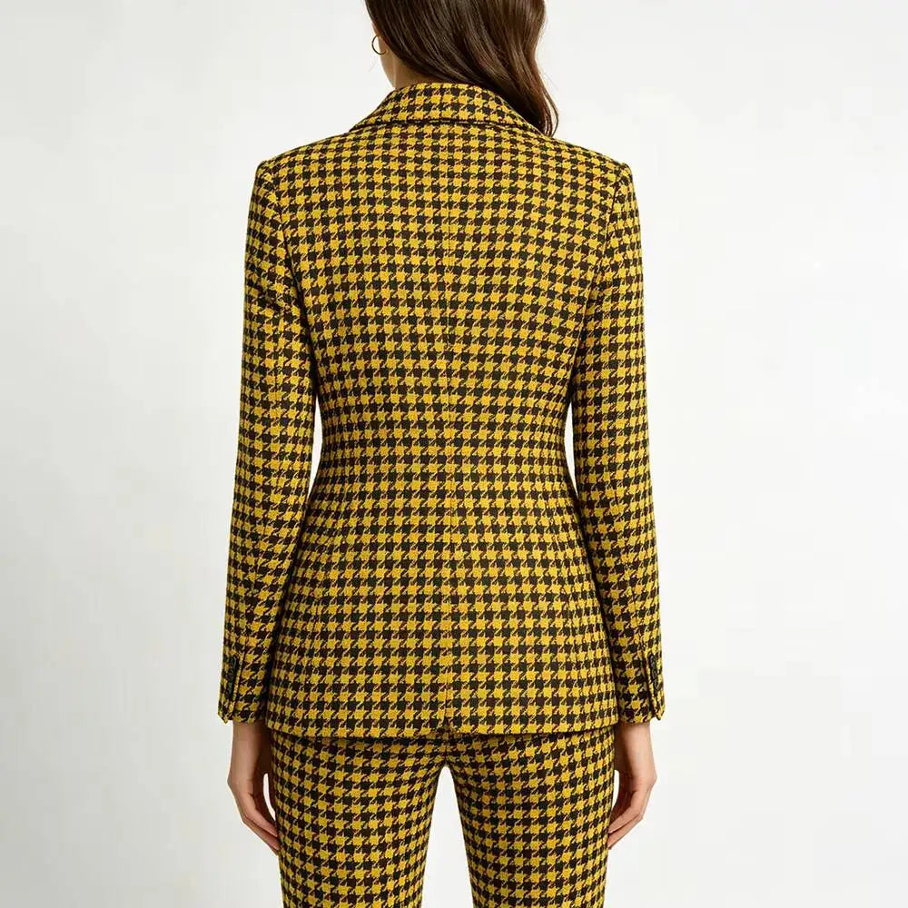 Classic 2 Pieces Suits One-Button Women's Elegant Notch Lapel Slim Fit Jacket Pants Full Sets Customized Vintage Blazer Prom