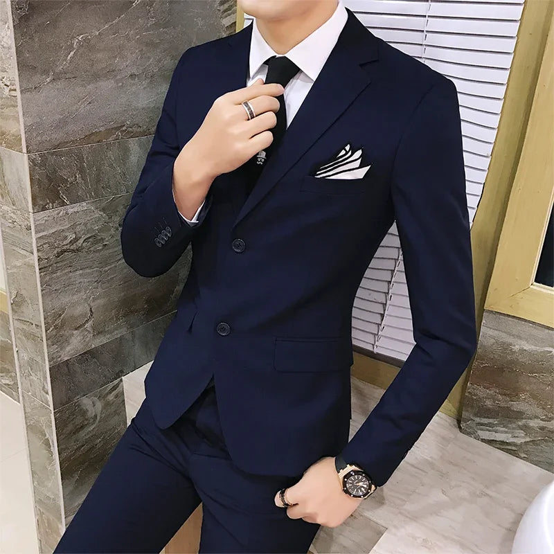 Men's 3-Piece Slim Fit Suit – Business & Wedding Formal Set with Blazer, Vest & Pants