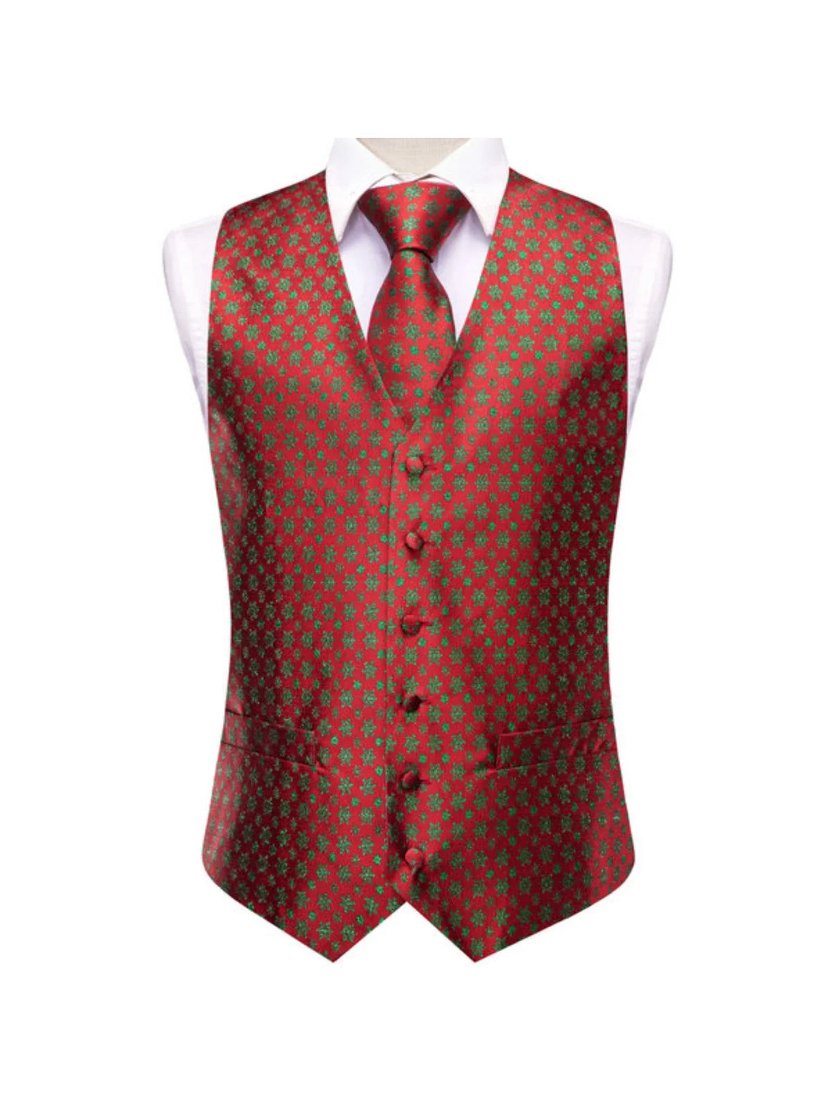 Men's Vest 3-Piece Set Christmas Print for Holiday Parties