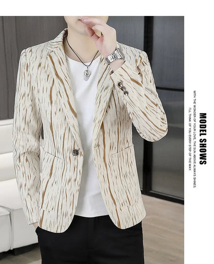 Blazer Men's Fashion Outdoor Travel Gentleman Wedding Slimming Business Versatile Trendy Casual Korean-style Formal Wear Blazer