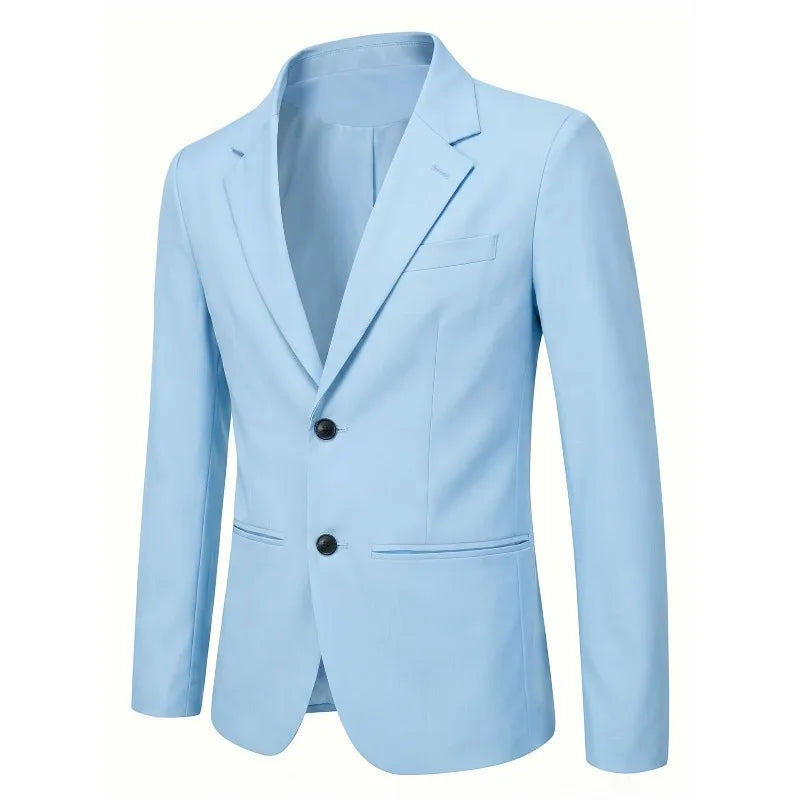 Man Blazer Korean Slim Simple Solid Color Turn Down Collar Male Suit Outerwear Business Casual Long Sleeeve Men Coat
