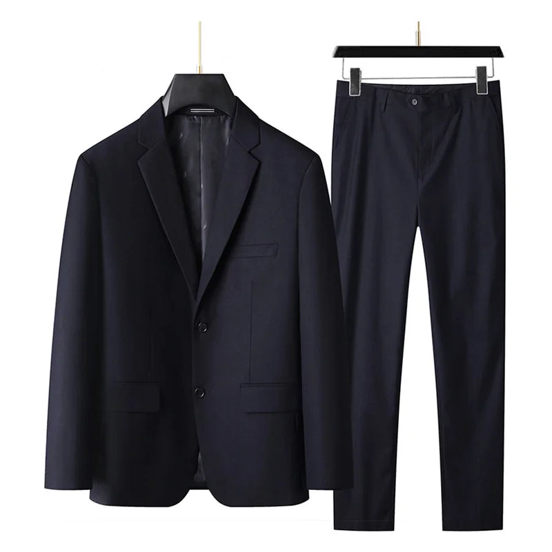 Men's 2-Piece Suit Notch Lapel Single Breasted Blazer with Flap Pockets for Business, Wedding & Formal Occasions