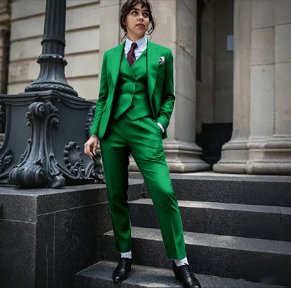Powerful Black Women 3 Piece Suit Classic Single Breasted Jacket Vest Pants Set Elegant Office Business Formal Lady Outerwears