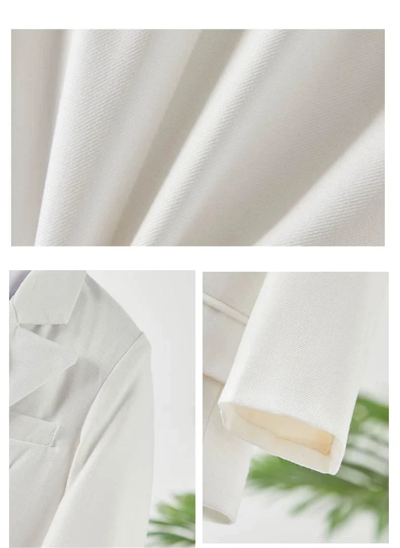 Baby Boy 4Pcs White Formal Suit Double Breasted Blazer Pants Suspenders Bow Tie Toddler Wedding Birthday Party Gentleman Costume