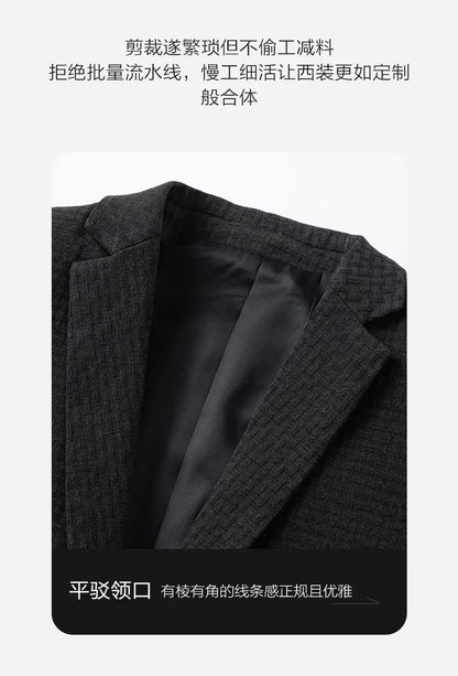 2025 Men's High-End Boutique Wool Suit Casual Business Top Coat Fashion Gentleman Party Four Seasons Elegant Tailored Suit