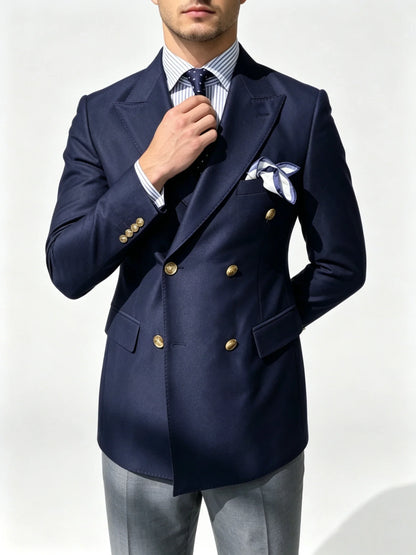 Slim Fit Suit Jacket For Men Double Breasted Peak Lapel One Piece Wedding Blazer Groom Business Male Formal Party Prom Coat Top