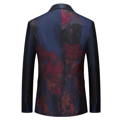 Men's Jacquard Blazer Slim Fit Single Breasted Smart Casual & Formal Wedding Jacket