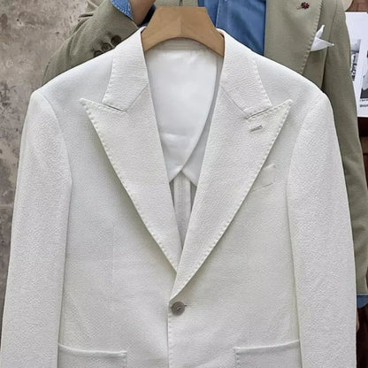 Fashion Mens New Breathable Spring Summer Blazer Pants Two Piece Set Slim Fit Business Casual Work Suit Wedding Party Dress Suit