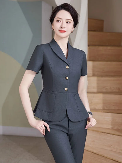 2024 Summer Formal OL Styles Women Professional Office Work Wear Pantsuits with Pants and Jackets Career Interview Skirts Set