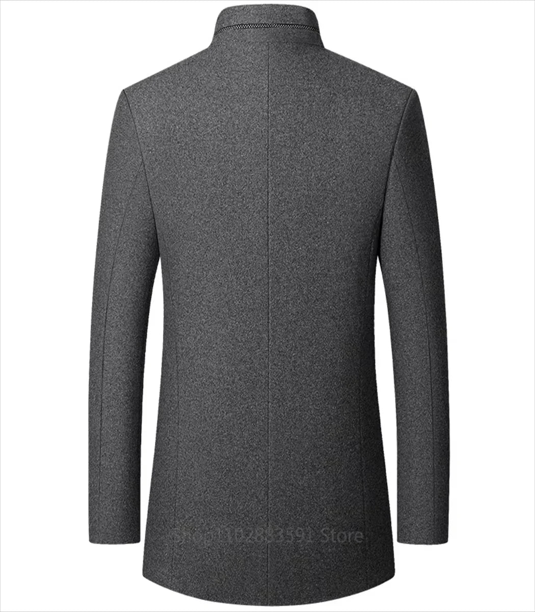 Business Suit Blazer Winter Classic Gray Retro Man Coat Woolen Simple Style Slim Fit Coat Leisure Versatile