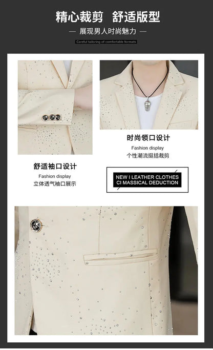 Blazer Men's Sequined High-end Hot Diamond Style Business Outdoor Travel Wedding Youth Slimming Casual High Formal Wear Blazer
