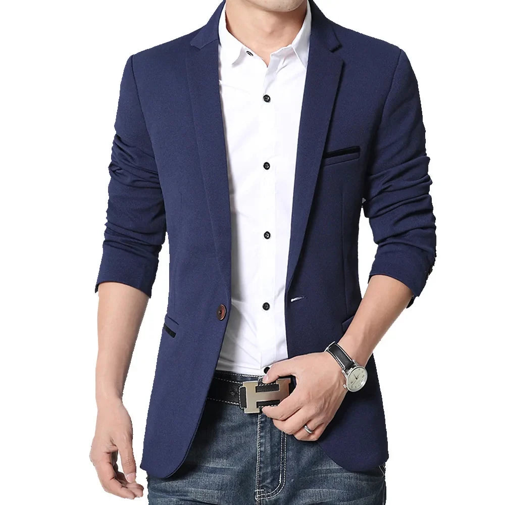 New Mens Casual Blazers Autumn Spring Fashion Slim Suit Jacket Men Blazer Masculino Clothing Vetement Homme 5XL A2F1415