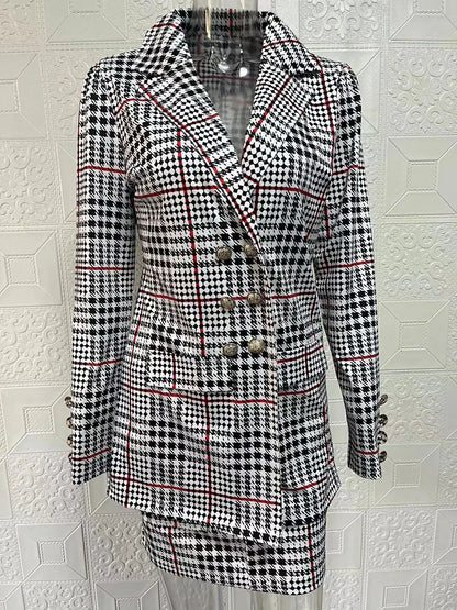 Fashionable Casual Print Long Sleeve Women's Suiting Skirt Ensemble Autumn Commute Wear Polyester Fabric Unisex O2O Sales