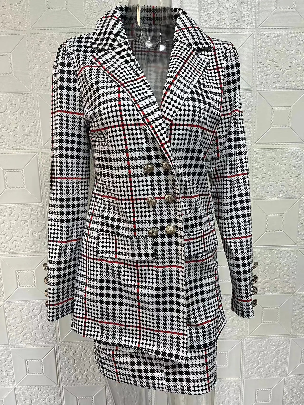 Fashionable Casual Print Long Sleeve Women's Suiting Skirt Ensemble Autumn Commute Wear Polyester Fabric Unisex O2O Sales
