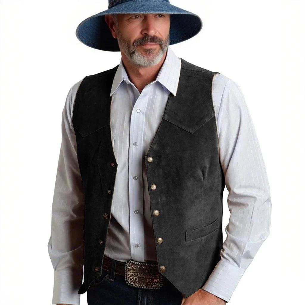 Men's Suit Vest Slim Fit V-Neck Metal Buttons Flannel Waistcoat for Business & Smart Casual Occasions