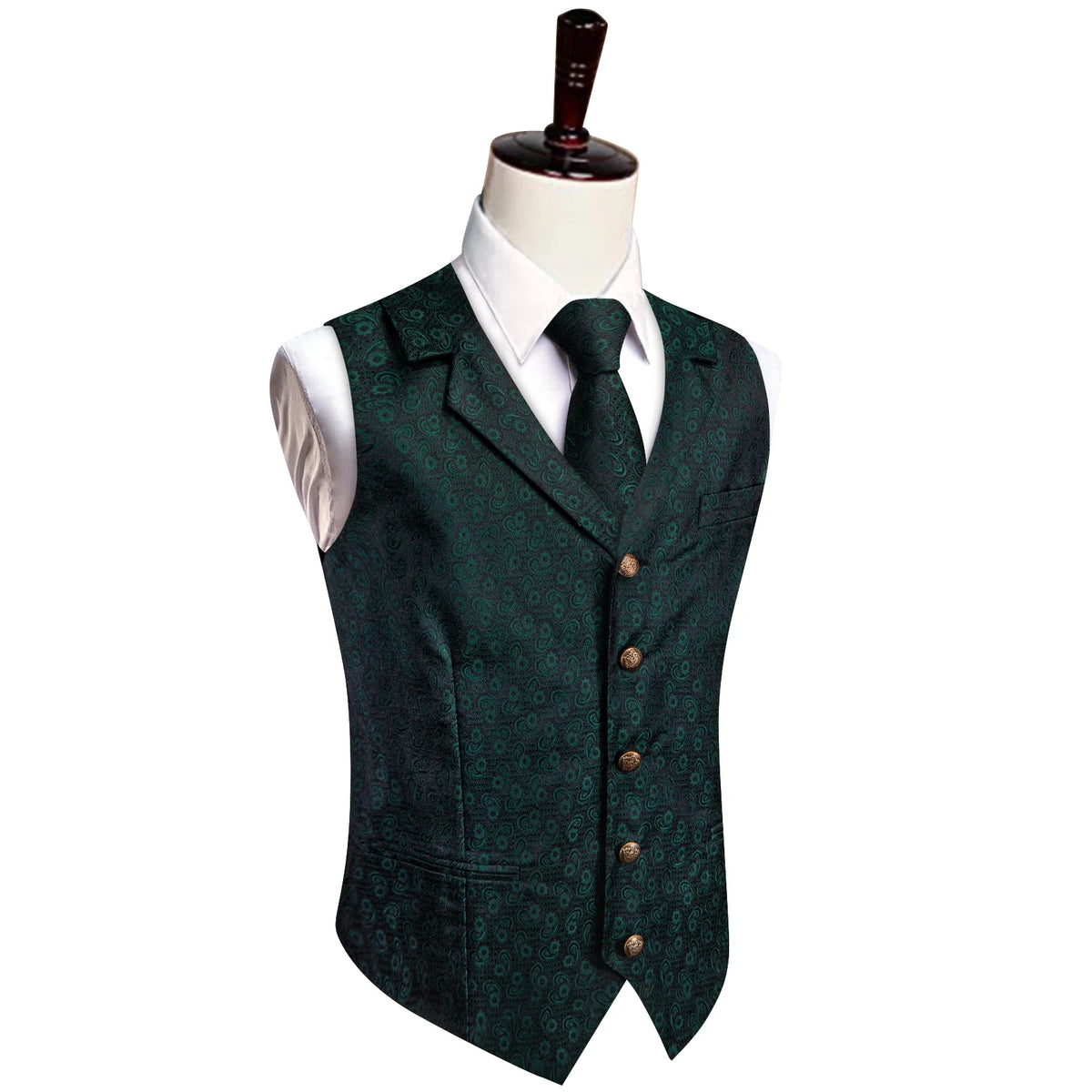 Men's Vest and Tie Set – Paisley Floral Waistcoat with Necktie for Weddings and Business Occasions