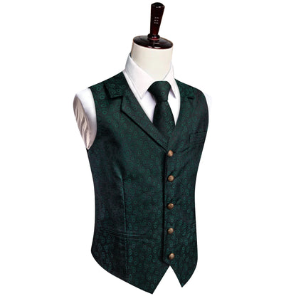 Men's Vest and Tie Set – Paisley Floral Waistcoat with Necktie for Weddings and Business Occasions