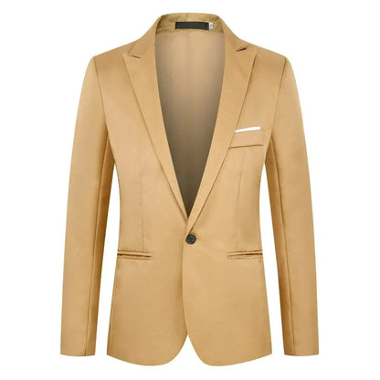 KIDWHXR Man Suit Jacket Slim Solid Single-breasted Suits Coats Men Long Sleeve Formal Business Party Wedding Blazer for Male