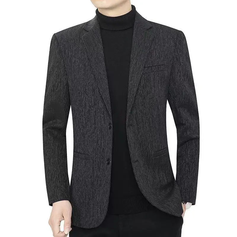 Men's Smart Casual Blazer Single Breasted Spring Autumn Jacket Black Dark Blue