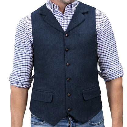 Men's Formal Vest | Single Breasted Lapel Waistcoat for Weddings & Business