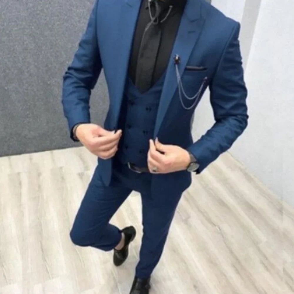 3 Piece Men's Wedding Suit Slim Fit Peak Lapel Blazer Groom Tuxedos Formal Male Suit For Party Prom(Jacket+Vest+Pants)Men Outfit