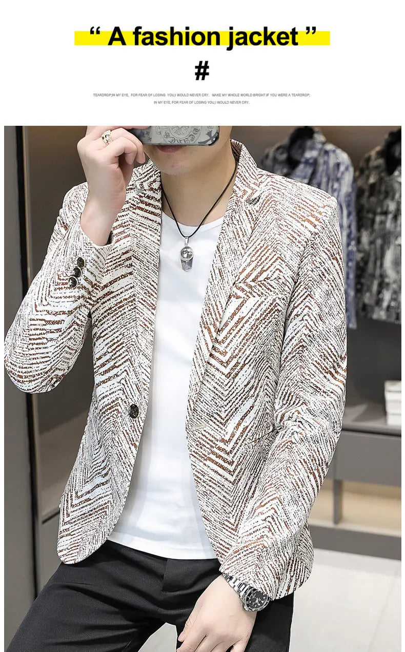 Blazer Men's Fashion Outdoor Travel Gentleman Wedding Slimming Business Versatile Trendy Casual Korean-style Formal Wear Blazer