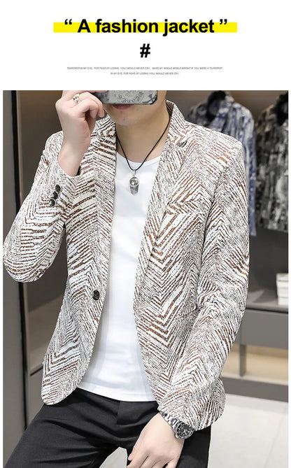 Blazer Men's Fashion Outdoor Travel Gentleman Wedding Slimming Business Versatile Trendy Casual Korean-style Formal Wear Blazer