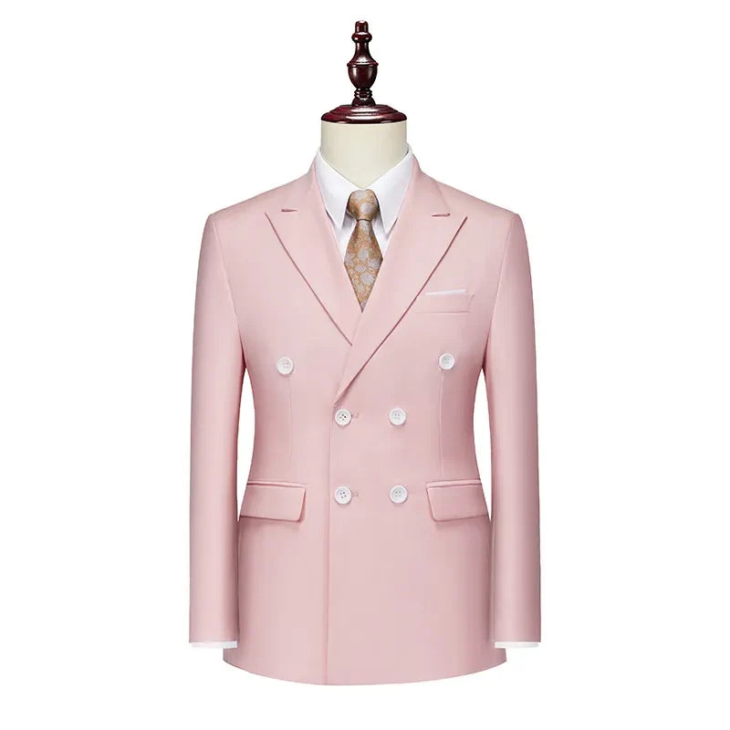 2026 Men Double Breasted Blazer Coats Fashion Solid Mens Wedding Prom Dress Male Business Casual Slim Fit Suits Jacket 6XL