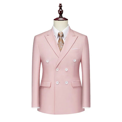 2026 Men Double Breasted Blazer Coats Fashion Solid Mens Wedding Prom Dress Male Business Casual Slim Fit Suits Jacket 6XL