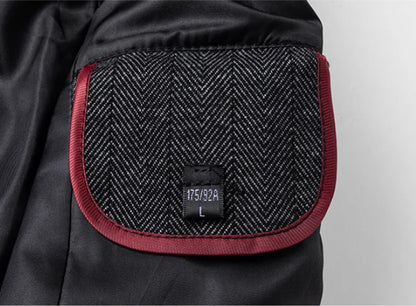 Men's 2024 Business Casual Single Suit Jacket High Quality Herringbone Wool Blend Single Breasted Stylish Handsome Line Bag