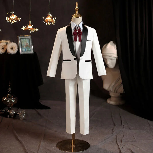 Chic Boys Suits Fashion 2 Piece Party Formal Wedding Tuxedos High Quality Shawl Lapel Single Button Kids Clothes (Blazer+Pants)