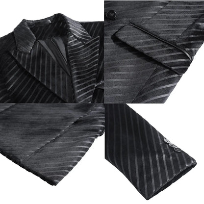 British Style Double Breasted Suit Jacket Men Striped Casual Business Blazers High Quality Wedding Social Banquet Dress Coats