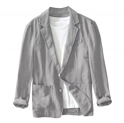 Cotton and Linen Blazer Men's Fashionable Business Casual Outdoor Versatile Travel Lightweight Loose-fitting Retro Style Blazer