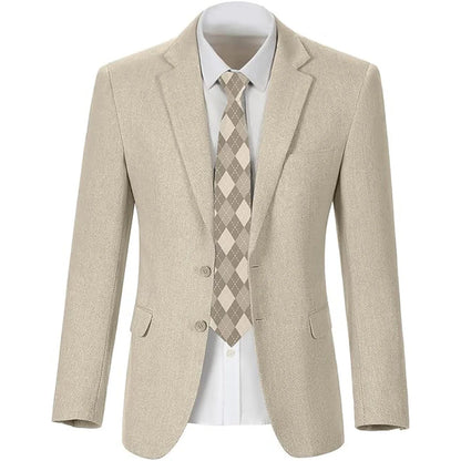 Men's Herringbone Blazer 2 Button Notch Lapel Slim Fit Suit Jacket Business Casual Tuxedo Coat Formal Wedding Office Outerwear