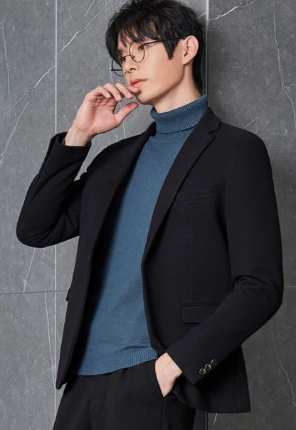 Men's Premium Wool Blend Blazer Coat Autumn Winter Thickened Korean Style Casual Business Smart Casual Elegant Outerwear