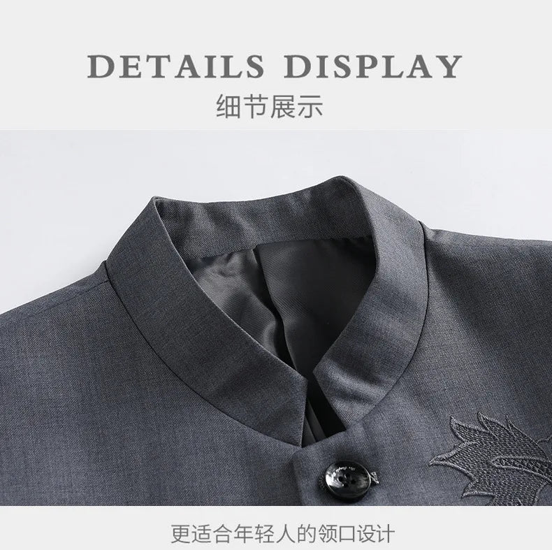 Blazer Men Fashion Gentleman Business Slimming Outdoor Zhongshan Suit Trendy Banquet Host Casual Wedding Stand-up Collar Blazer