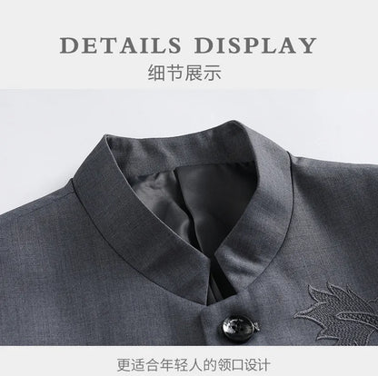 Blazer Men Fashion Gentleman Business Slimming Outdoor Zhongshan Suit Trendy Banquet Host Casual Wedding Stand-up Collar Blazer