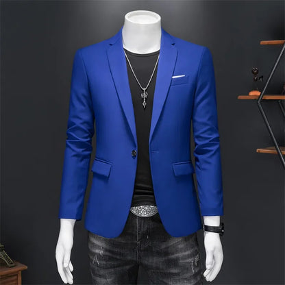 Men's Slim Fit Single-Breasted Blazer for Business Casual and Wedding Occasions